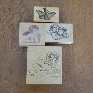 Wooden Angel and Butterfly Stamps